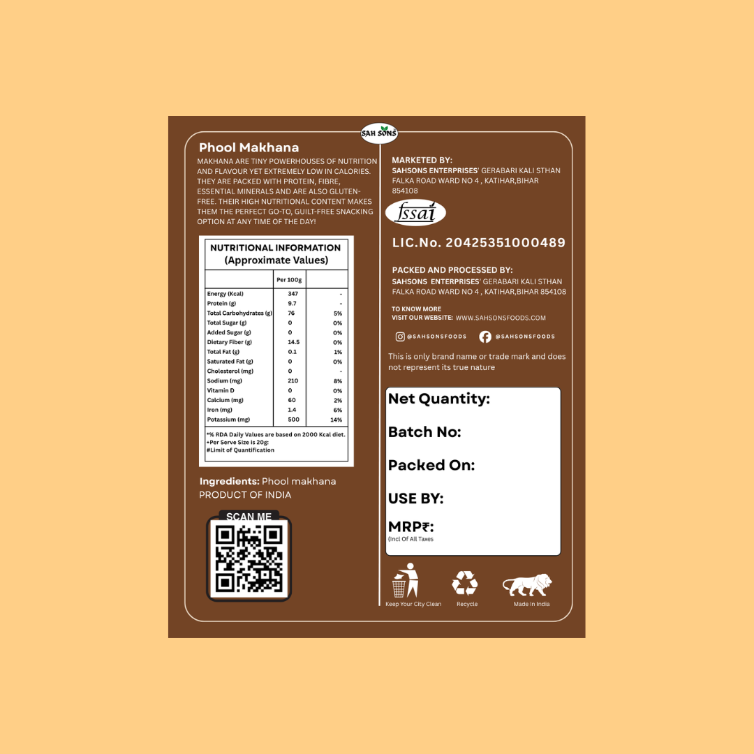 Sahsons-Plain Makhana (100g Pack)
